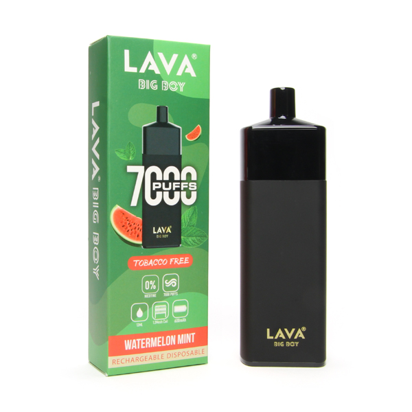 Lava Big Boy Disposable Tobacco Free 0% 7000 Puffs Watermelon w Mint Lava Big Boy Disposable Tobacco Free 0% 7000 Puffs Watermelon w Mint