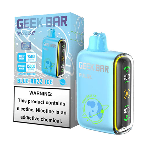 geek bar pulse 15k puff disposable blue razz ice