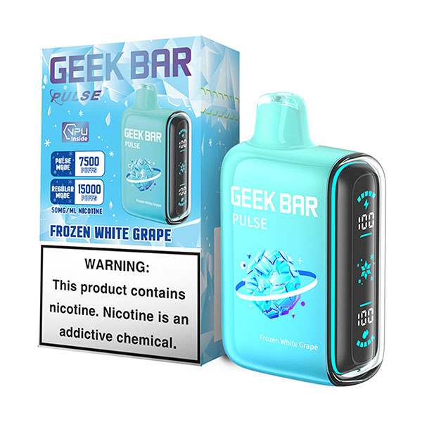 geek bar pulse 15k puff disposable frozen white grape
