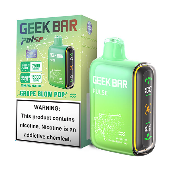 geek bar pulse 15k puff disposable grape blow pop