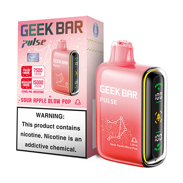 geek bar pulse 15k puff disposable sour apple blow pop