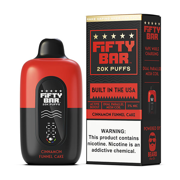 fifty bar 20k puff disposable cinnamon funnel cake fifty bar 20k puff disposable cinnamon funnel cake