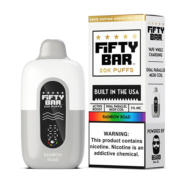 fifty bar 20k puff disposable rainbow road fifty bar 20k puff disposable rainbow road