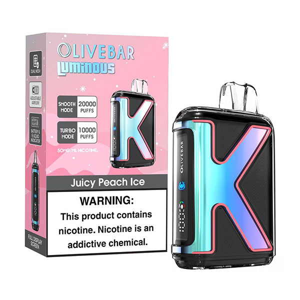 olivebar luminous 20k puff disposable juicy peach ice olivebar luminous 20k puff disposable juicy peach ice