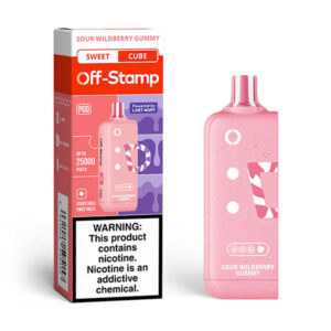 off stamp sweet cube pod 25k puff sour wildberry gummy