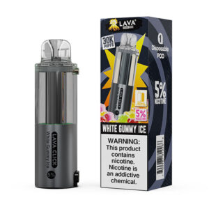lava click pod 30k puff disposable white gummy ice