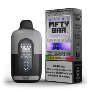 fifty bar midnight series 20k puff disposable fresh mango lychee