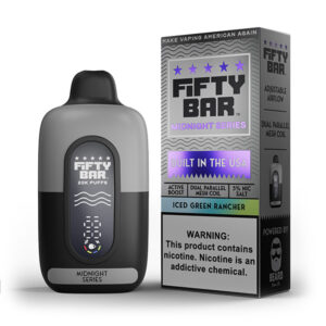 fifty bar midnight series 20k puff disposable iced green rancher